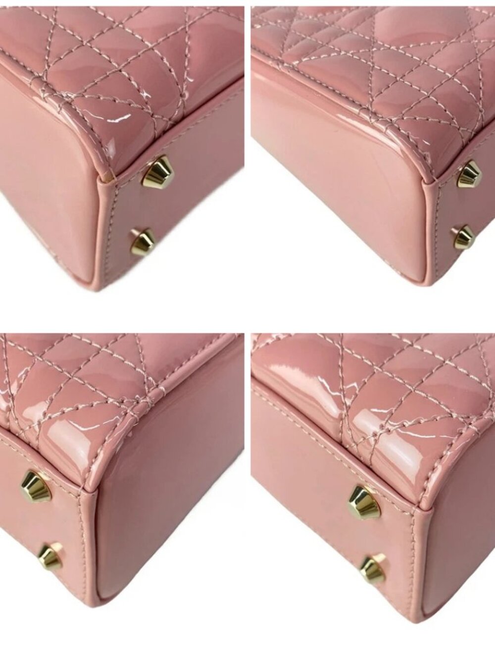 DIOR/ChristianDior Lady Dior Mini Bag Pink Patent Leather Handbag - Picture 16 of 16